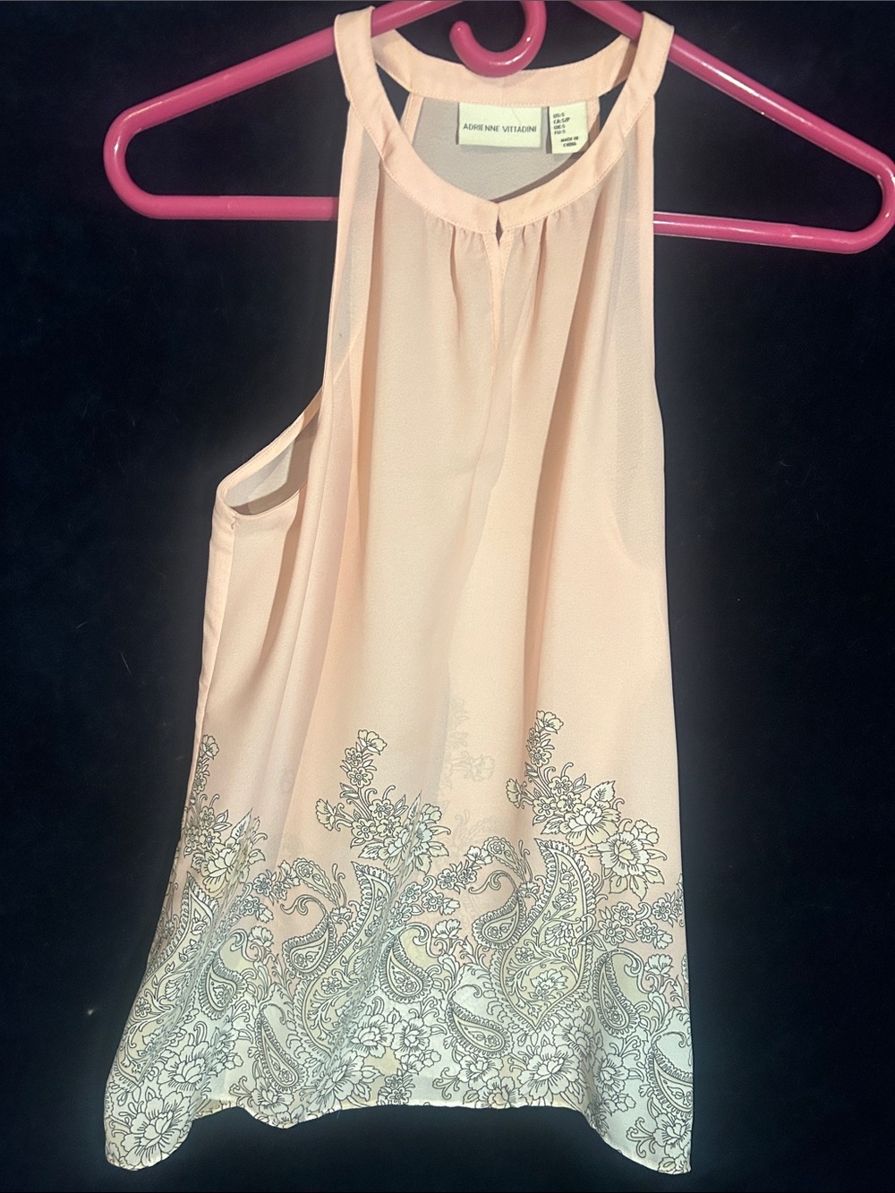 Adrienne Vittadini Blush Halter with Floral Paisley Hem